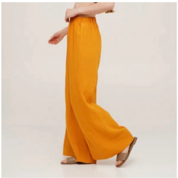 Ann Taylor The Slim Wide Leg Crop Linen Pants Size S Orange - Picture 1 of 12